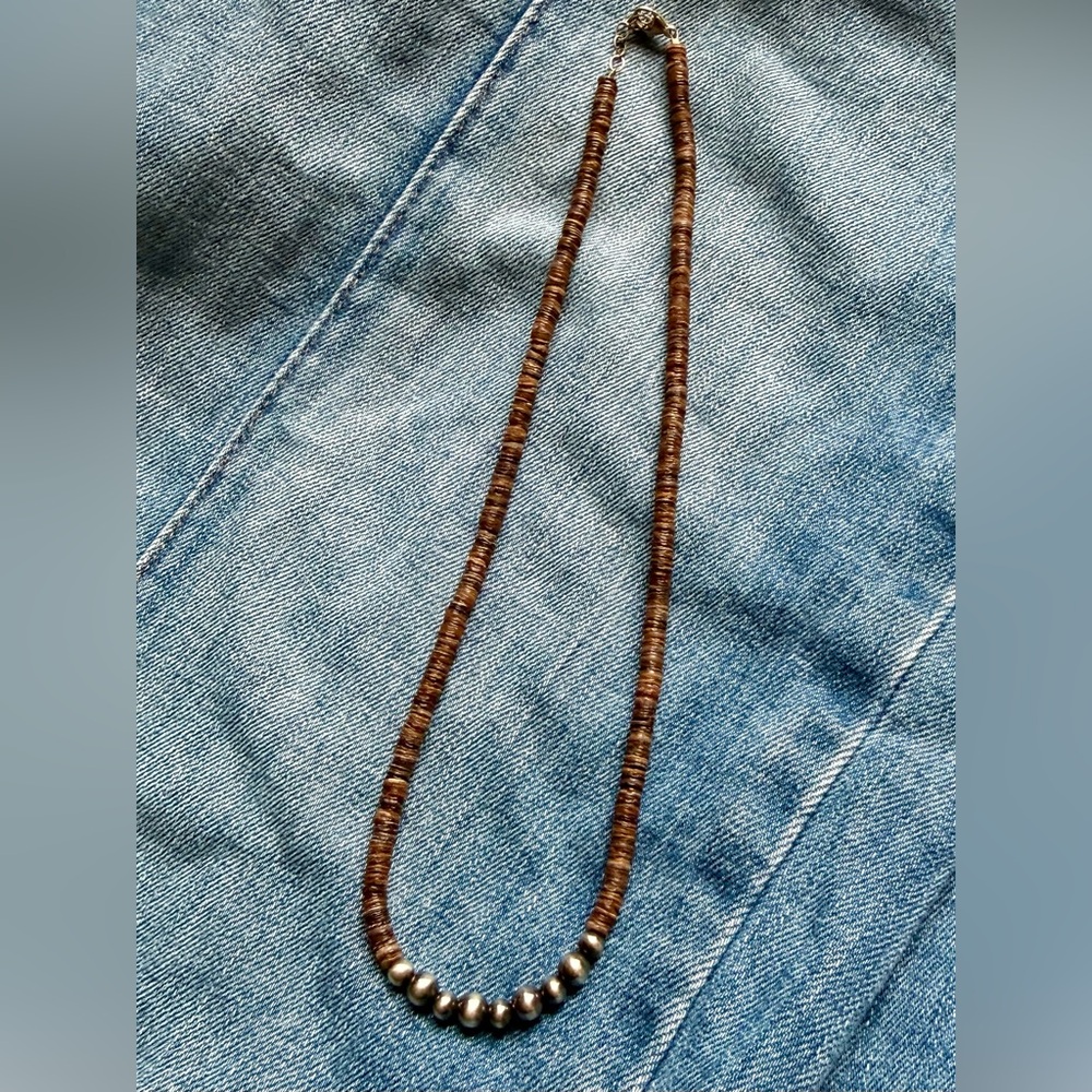 Authentic Heishi and Sterling silver  pearls